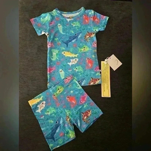 Birdie Bean Bamboo Baby Shark Dylan Short Sleeve Pj Set 2T - Picture 1 of 2
